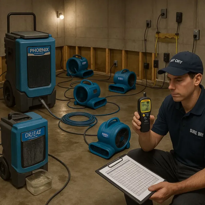 Structural Drying and Dehumidification process in Rock County, WI